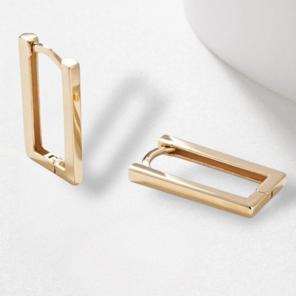Gold Rectangular Hoop Earrings